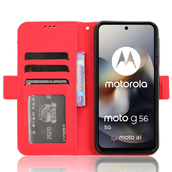 Klapkové puzdro pre Motorola Moto G56 5G, Card Slot, červené