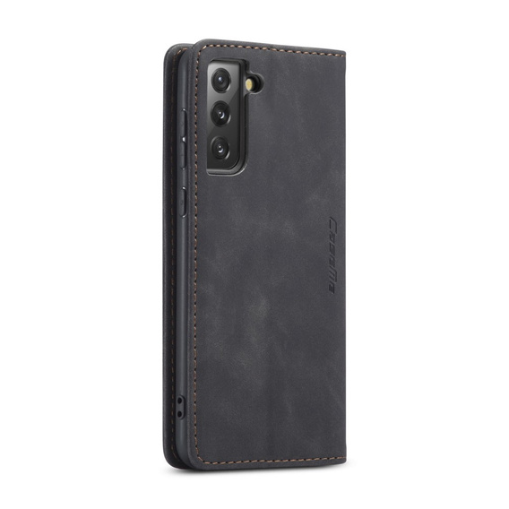 CASEME puzdro pre Samsung Galaxy S21 FE, Leather Wallet Case, čierne