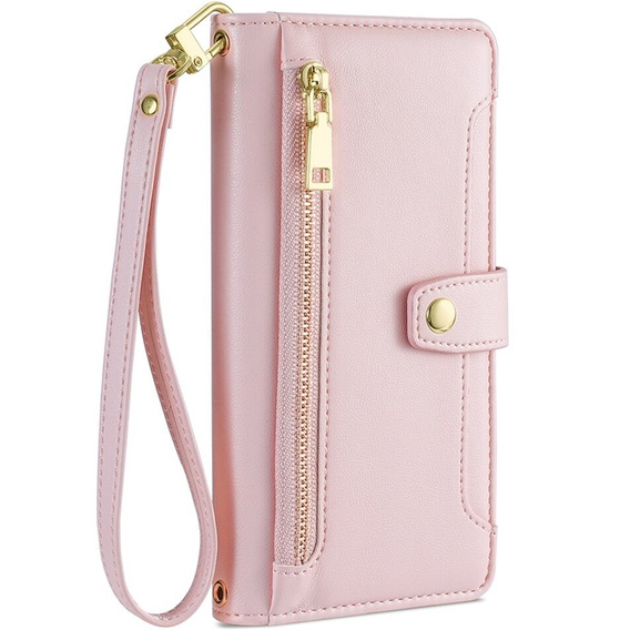 Klapkové puzdro pre iPhone 14 Pro Max, Wallet Zipper Pocket, ružové
