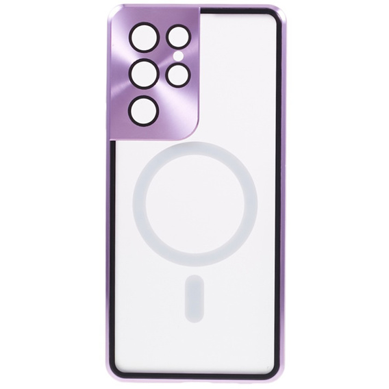 Magnetické puzdro Dual Glass MagSafe pre Samsung Galaxy S21 Ultra, fialové