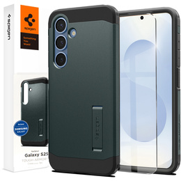 Puzdro Spigen pre Samsung Galaxy S25+ Plus, Tough Armor Mag MagSafe, zelený + tvrdené sklo 9H