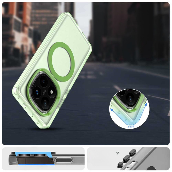 Puzdro pre Xiaomi Redmi Note 14 Pro 5G / Poco X7 5G, Fusion Hybrid, pre MagSafe, zelený