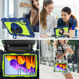 Pevné puzdro na Xiaomi Redmi Pad 2 s podstavcom a ramenným popruhom – tmavo modro-zelené