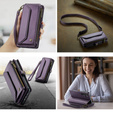 Puzdro CASEME pre Samsung Galaxy A55 5G, RFID Leather Wallet, s popruhom cez rameno, fialové