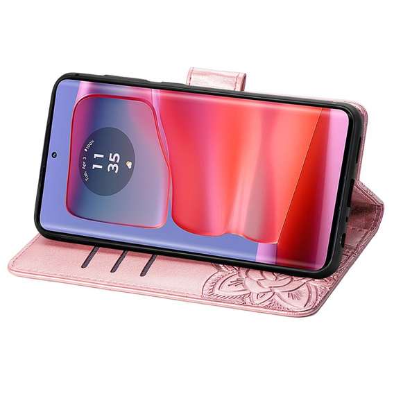 Klapkové puzdro pre Motorola Edge 50 Ultra, Butterfly, ružové rose gold