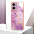 Ochranné puzdro pre Motorola Moto G24 / G24 Power / G04, Marble Slim Case, fialové