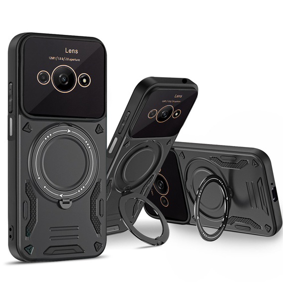 Pancierované puzdro pre Xiaomi Redmi A3, Magnetic Ring, čierne