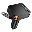 Autonabíjačka Hoco s trojitým výstupom a zasúvacím káblom USB-C s výkonom 65 W