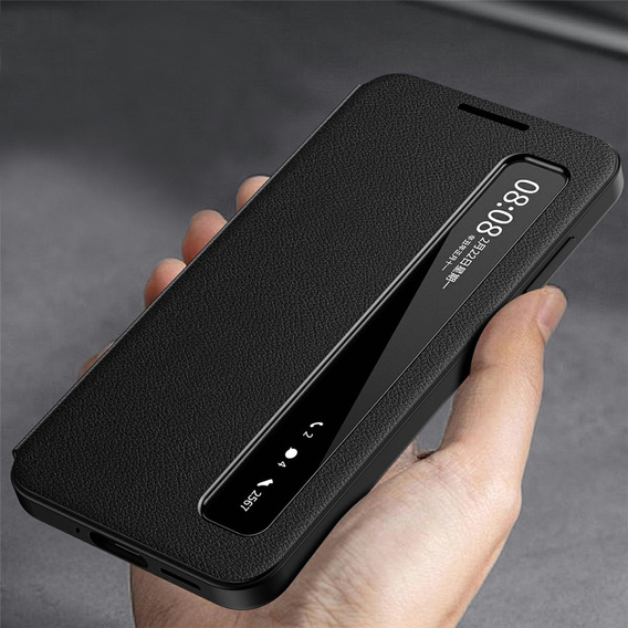 Kožené puzdro Smart View Window pre Samsung Galaxy S26 Plus, čierne