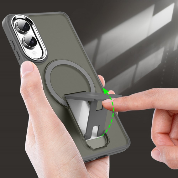 Puzdro pre Samsung Galaxy S25 Edge, Kickstand Matt Case, pre MagSafe, titánovo šedá