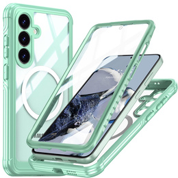 Puzdro pre Samsung Galaxy S25 FE, Shockproof, so sklom, pre MagSafe, zelený