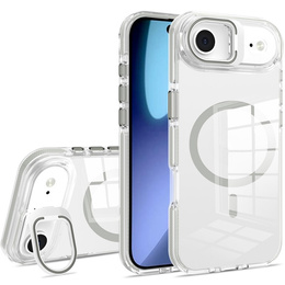 Puzdro pre iPhone Air, pre MagSafe, so stojanom, priehľadné so sivými vložkami