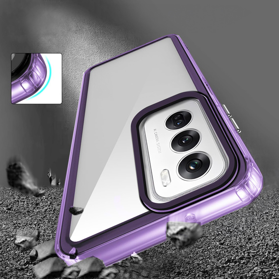 Obal na mobil pre Oppo A80, Fusion Hybrid, transparentné / fialové