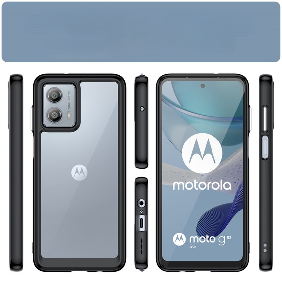 Obal na mobil pre Motorola Moto G53 5G, Fusion Hybrid, transparentné / čierne