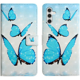 Klapkové puzdro pre Samsung Galaxy A05s, Wallet, Butterflies, modré