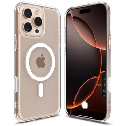 ERBORD puzdro s MagSafe pre iPhone 16 Pro, aktívne tlačidlo, priehľadné + sklo na displej