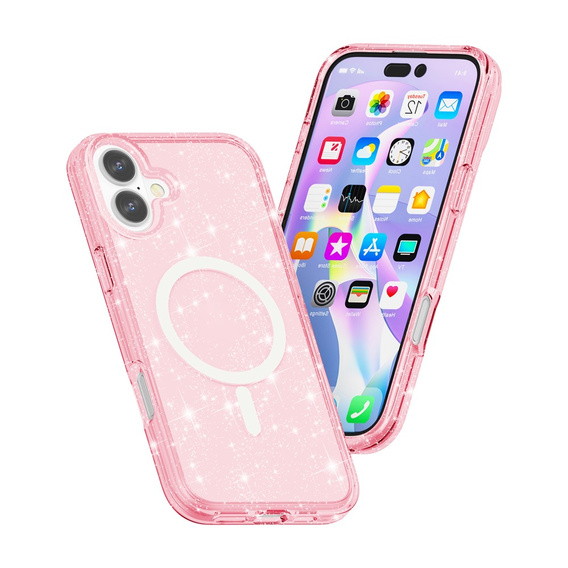 Puzdro pre iPhone 17, pre MagSafe, trblietavé, priesvitné ružové