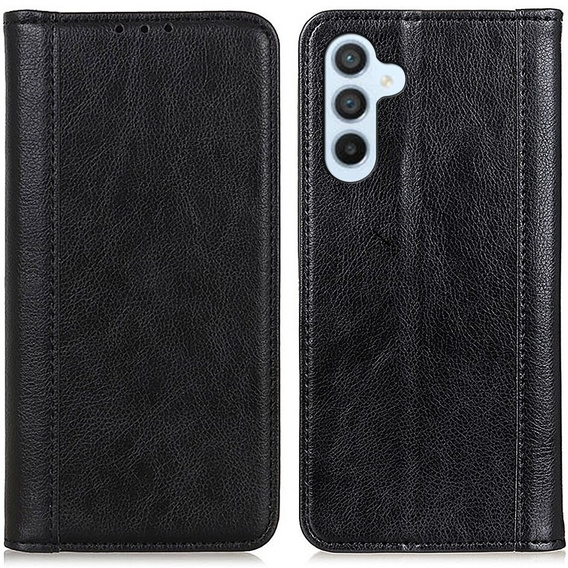 Obal na mobil pre Samsung Galaxy S24+ Plus, Wallet Litchi Leather, čierne