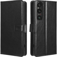 Klapkové puzdro pre Sony Xperia 1 V, Crazy Horse Wallet, čierne