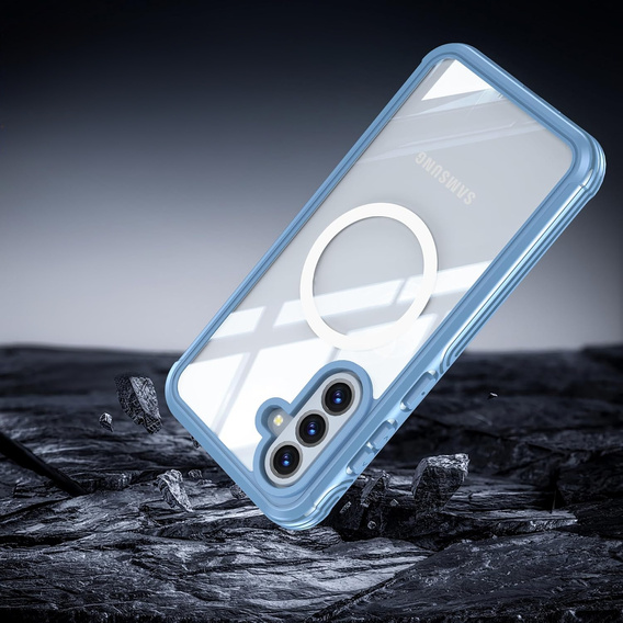 Puzdro pre Samsung Galaxy A36 / Samsung Galaxy A56, Shockproof, so sklom, pre MagSafe, modré