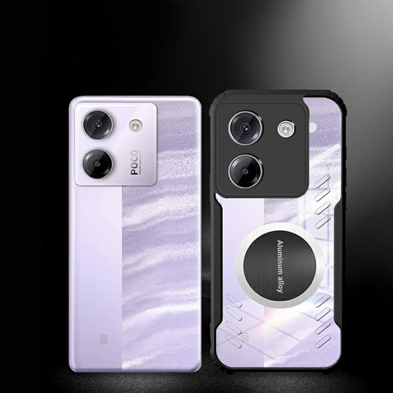 Puzdro pre Xiaomi Poco M7 Pro 5G, s magnetickým štítkom, transparentné / čierne