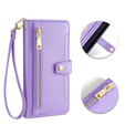 Klapkové puzdro pre iPhone 14 Pro, Wallet Zipper Pocket, fialové