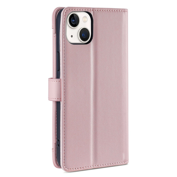 Klapkové puzdro pre iPhone 14, Wallet Zipper Pocket, ružové