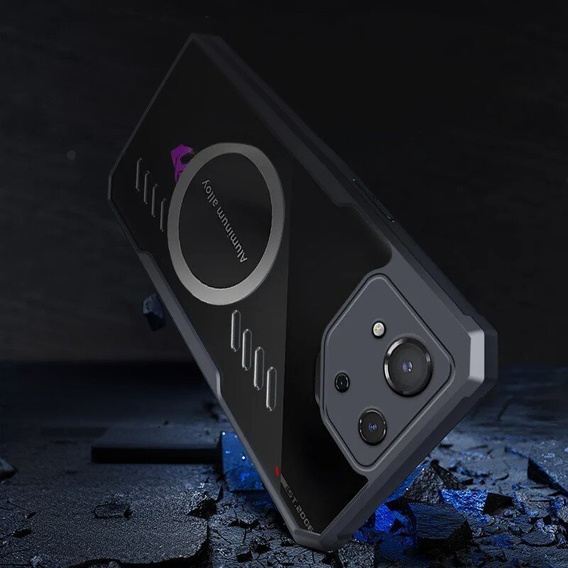 Puzdro pre ASUS ROG Phone 8 Pro, s magnetickým štítkom, transparentné / čierne