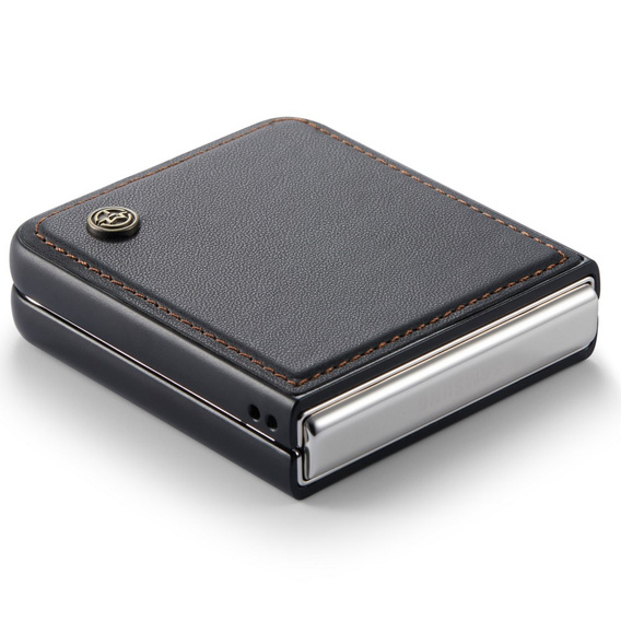 Puzdro pre Samsung Galaxy Z Flip7 FE / Z Flip6, CASEME Litchi Leather, čierne