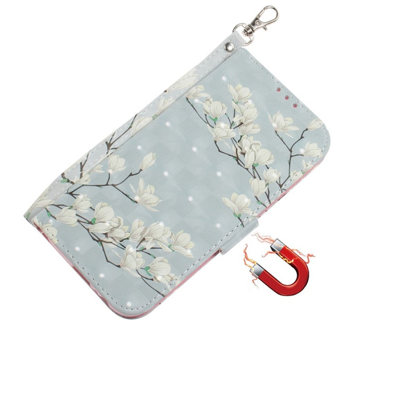 Klapkové puzdro pre Xiaomi Redmi Note 13 Pro 5G, Wallet, Magnolia Flowers sivé