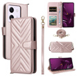 Puzdro s chlopňou pre Xiaomi Poco M7 Pro 5G, Crossbody Leather Wallet, ružové