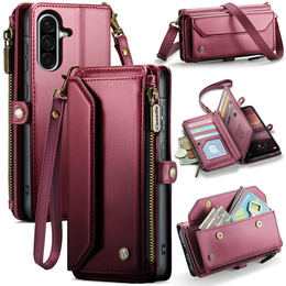 Puzdro CASEME pre Samsung Galaxy A56 5G, RFID Leather Wallet, s popruhom cez rameno, červené