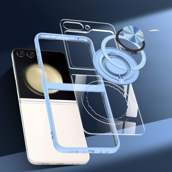 Puzdro pre Samsung Galaxy Z Flip7 FE / Z Flip6, Corners Dropproof, pre MagSafe, transparentné / modré