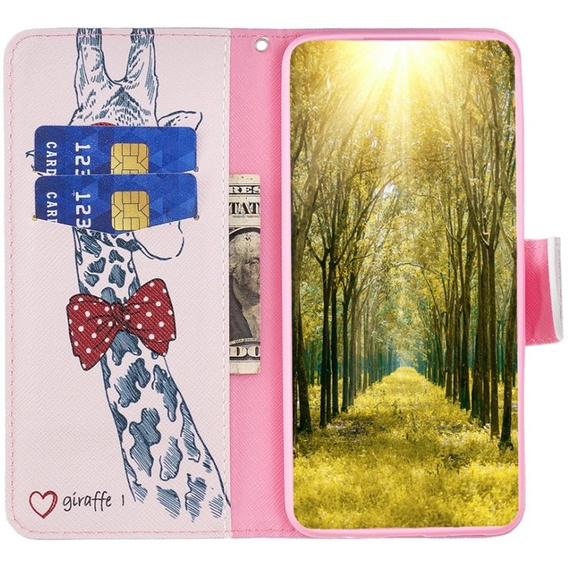 Klapkové puzdro pre Xiaomi 13 Lite, Wallet, giraffe, ružové