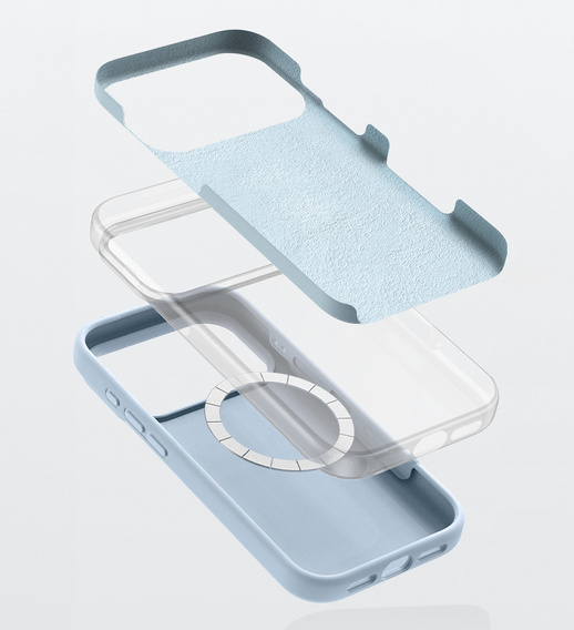 Silikónové puzdro pre iPhone 17 Pro, pre MagSafe, proti nárazom, modré