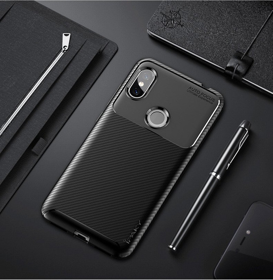 Obal na mobil pre Xiaomi Redmi Note 6 Pro, Carbon Gel, čierne