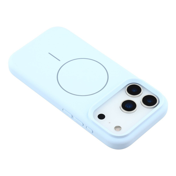 Silikónové puzdro pre iPhone 17 Pro, pre MagSafe, proti nárazom, modré