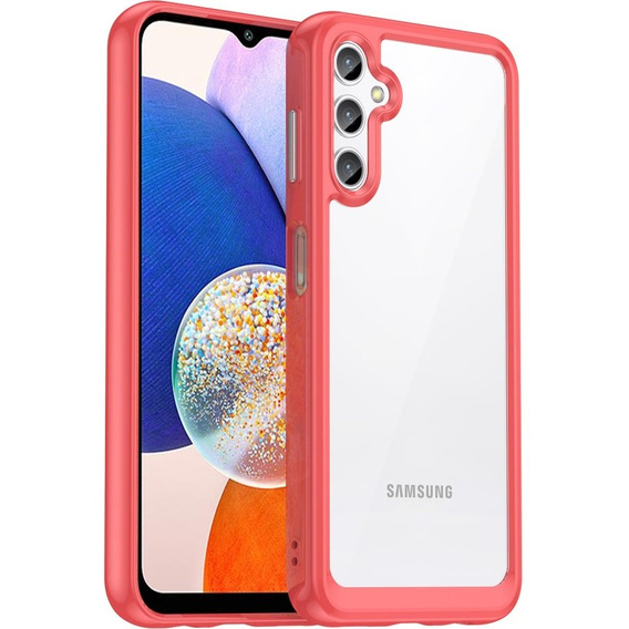 Obal na mobil pre Samsung Galaxy A14 4G/5G, Fusion Hybrid, transparentné / červené
