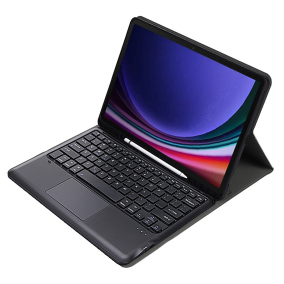 Puzdro + klávesnica Samsung Galaxy Tab S9+, Leather Pen Slot TouchPad, čierne