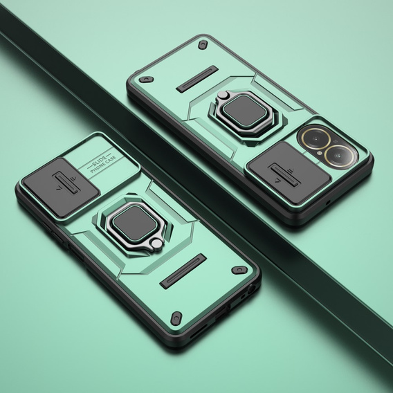 Puzdro pre Realme C67 4G, KickStand Camera Lens, zelený