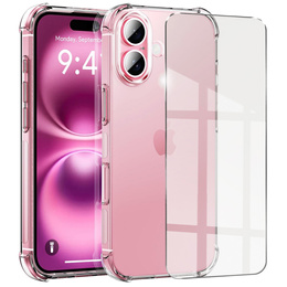 Puzdro pre iPhone 16 Plus, Erbord Dropproof, priehľadné + sklo