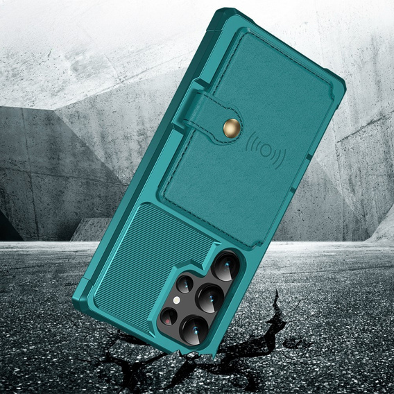 Puzdro pre Samsung Galaxy S24 Ultra, Card Holder Kickstand, zelený