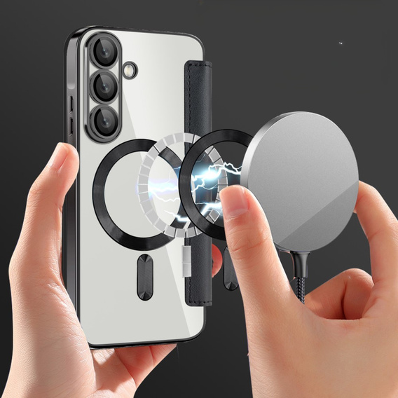 Puzdro s chlopňou pre Samsung Galaxy A17 5G, RFID peňaženka, pre MagSafe, transparentné/čierne