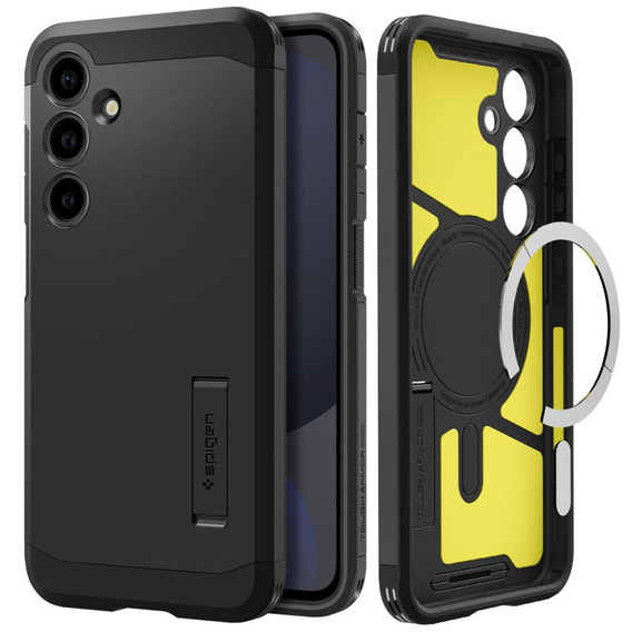Puzdro Spigen pre Samsung Galaxy S24 FE, Tough Armor Mag MagSafe, čierne + tvrdené sklo 9H