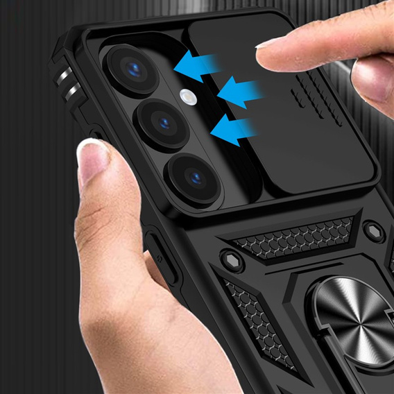 Puzdro s podstavcom a krytom objektívu pre Samsung Galaxy S26 Plus, čierne