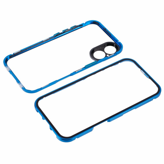 Puzdro pre iPhone 16, Magnetic Dual Glass, modré