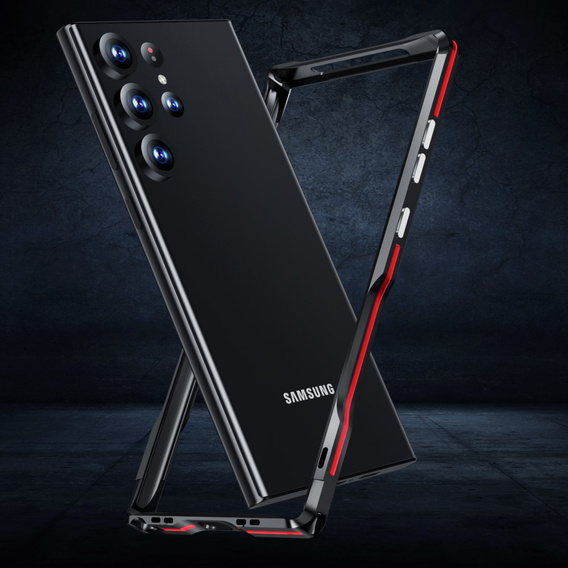 Puzdro LUPHIE pre Samsung Galaxy S23 Ultra, Armor Bumper, čierna / červená