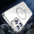Obal na mobil pre iPhone 14 Pro Max, ERBORD Hybrid MagSafe Case, strieborné
