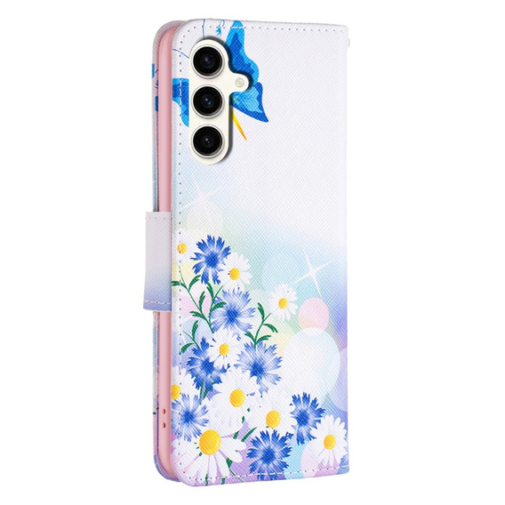 Klapkové puzdro pre Samsung Galaxy S23 FE, Wallet, Butterfly & Flowers biele