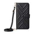 Puzdro s chlopňou pre Xiaomi Redmi A5, Crossbody Leather Wallet, čierne